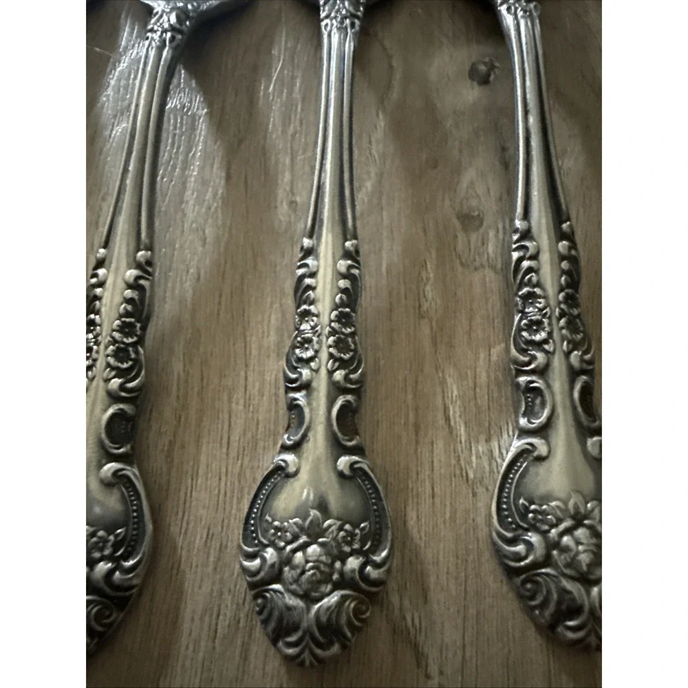 National SONORA Salad‎ Fork Stainless NS Japan Floral Glossy Silverware Lot of 6